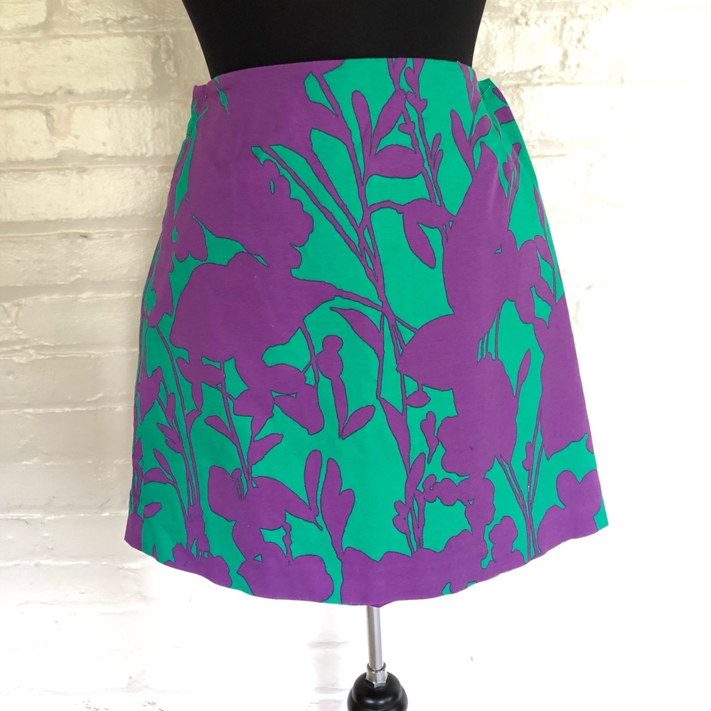 Ellie Tahari purple and green mini skirt
